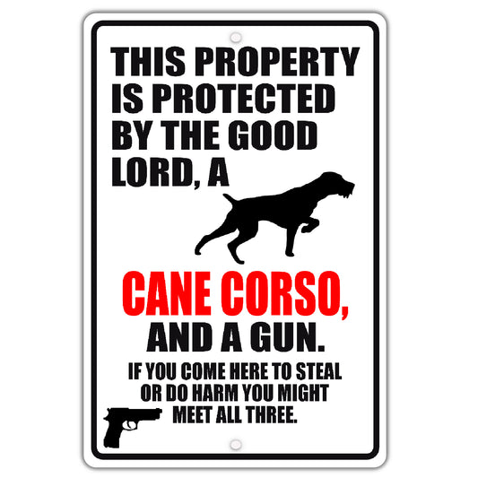This Property Is Protected By A Cane Corso And A Gun Sign