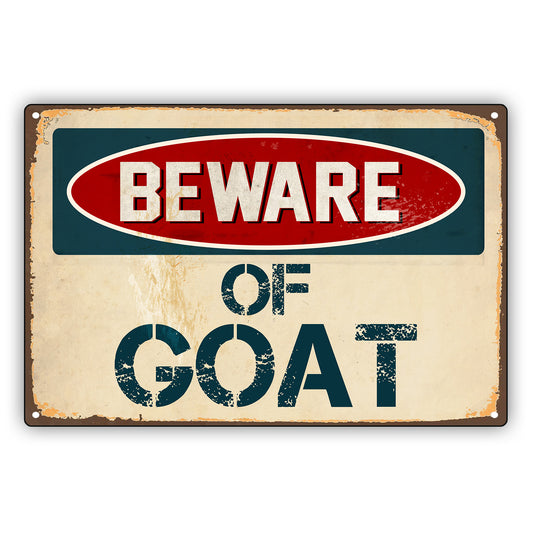 Beware Of Goat Vintage Retro Decor Wall Shop Man Cave Bar Aluminum Metal Novelty Sign Plate