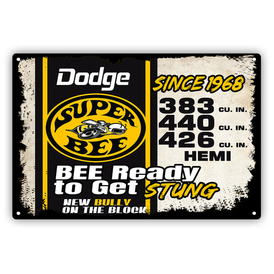 Dodge Bee Ready To Get Stung  New Bully On The Block Vintage Retro Decor Wall Shop Man Cave Bar Aluminum Metal Novelty Sign Plate