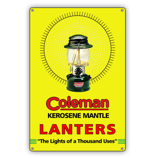 Coleman Kerosene Mantle Lanters The Lights Of A Thousand Uses Vintage Retro Decor Wall Shop Man Cave Bar Aluminum Metal Novelty Sign Plate