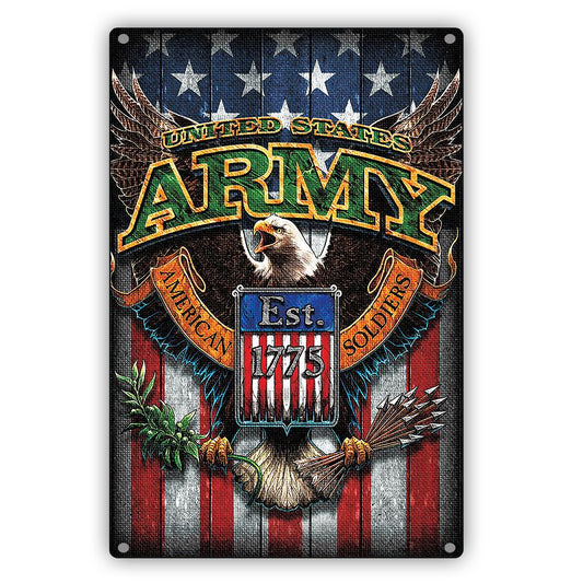 United States Army American Soldiers Est 1775 Vintage Retro Decor Wall Shop Man Cave Bar Aluminum Metal Novelty Sign Plate