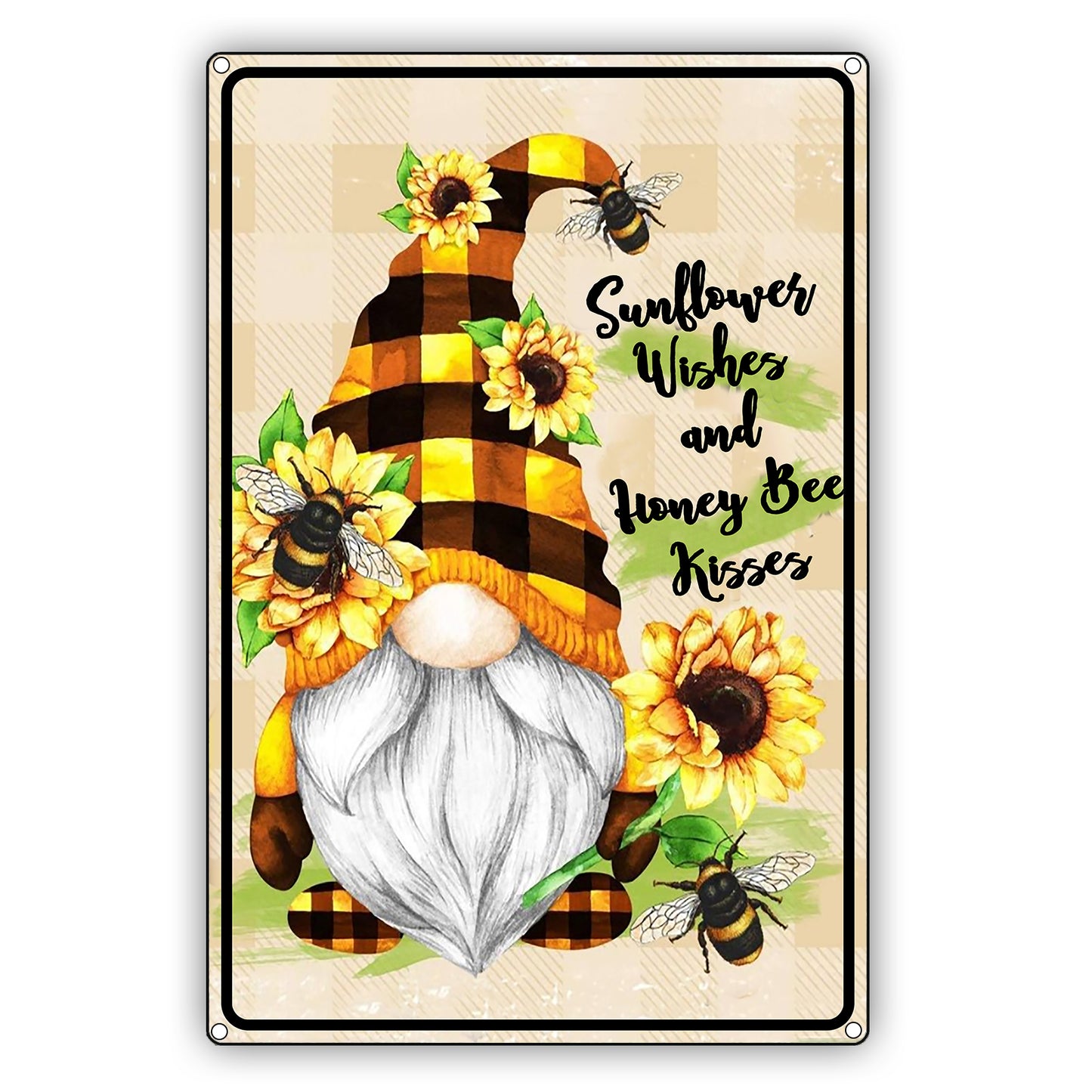Sun Flower Wishes And Honey Bee Kisses Vintage Sign
