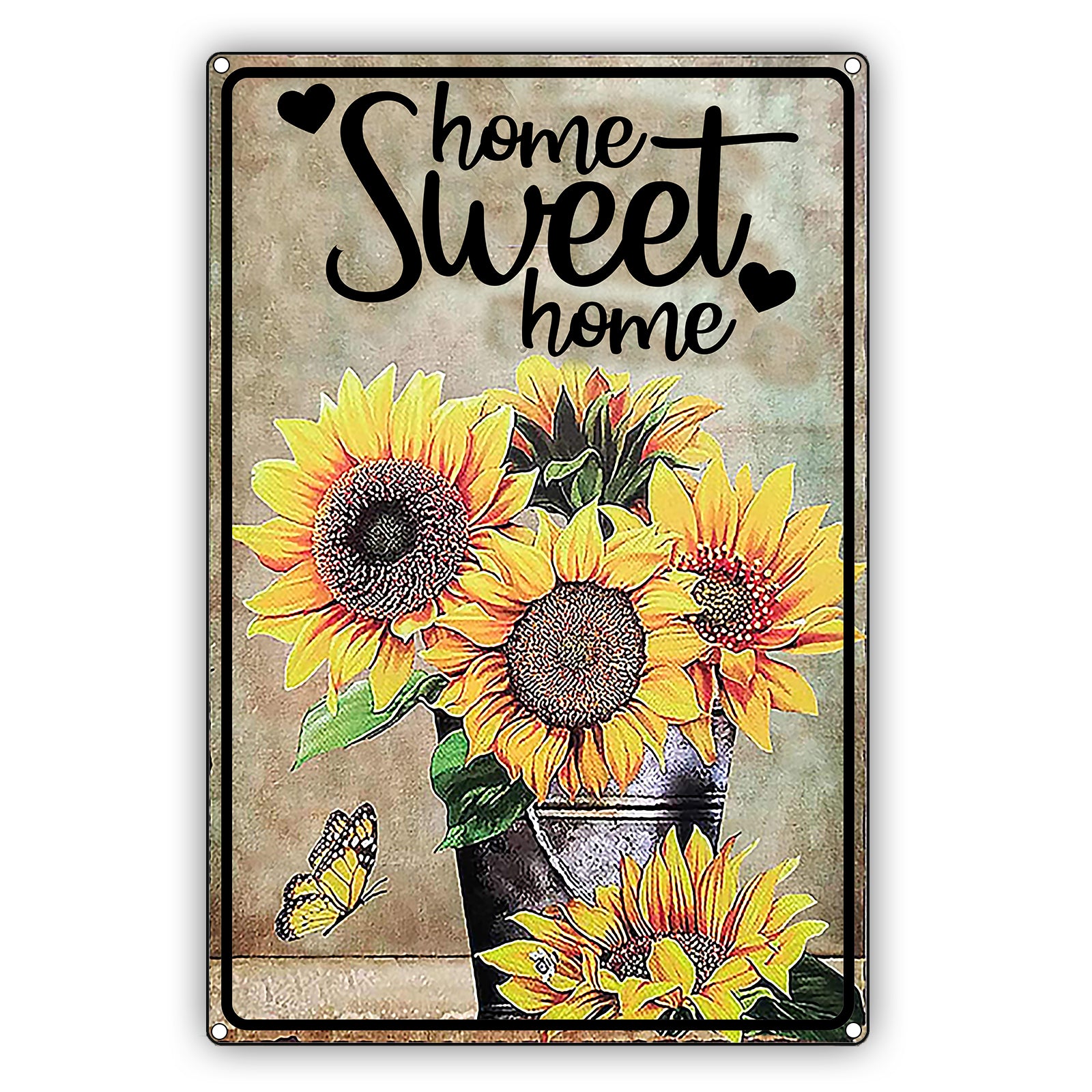 Home Sweet Home Sun Flower Graphic Vintage Sign
