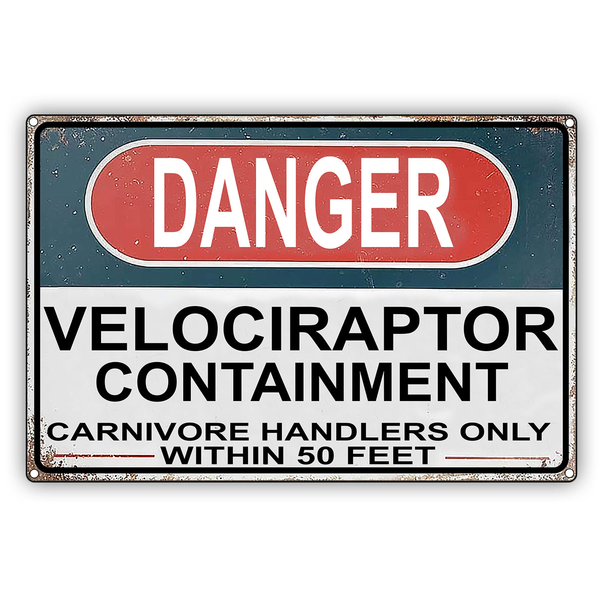 Danger Velociraptor Containment Carnivore Handlers Only Vintage Decor ...