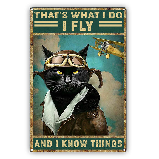 That's What I Do I Fly And I Know Things Funny Vintage Décor Sign