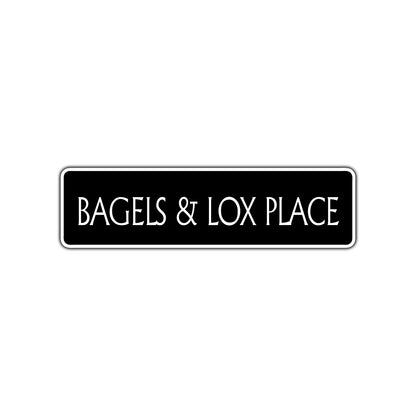 Bagels and Lox Place Road Aluminum Metal Novelty Street Plate Sign Wall Gift Decor