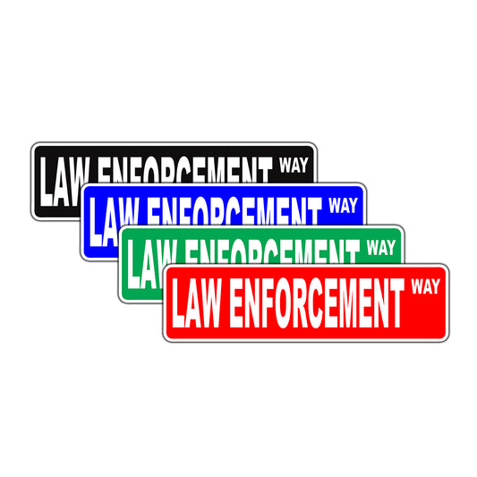 Law Enforcement Way Police Road Aluminum Metal Novelty Street Plate Sign Wall Gift Decor