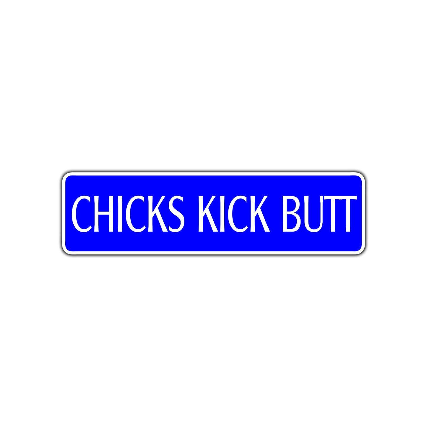 Chicks Kick Butt Karate MMA Road Aluminum Metal Novelty Street Plate Sign Wall Gift Decor