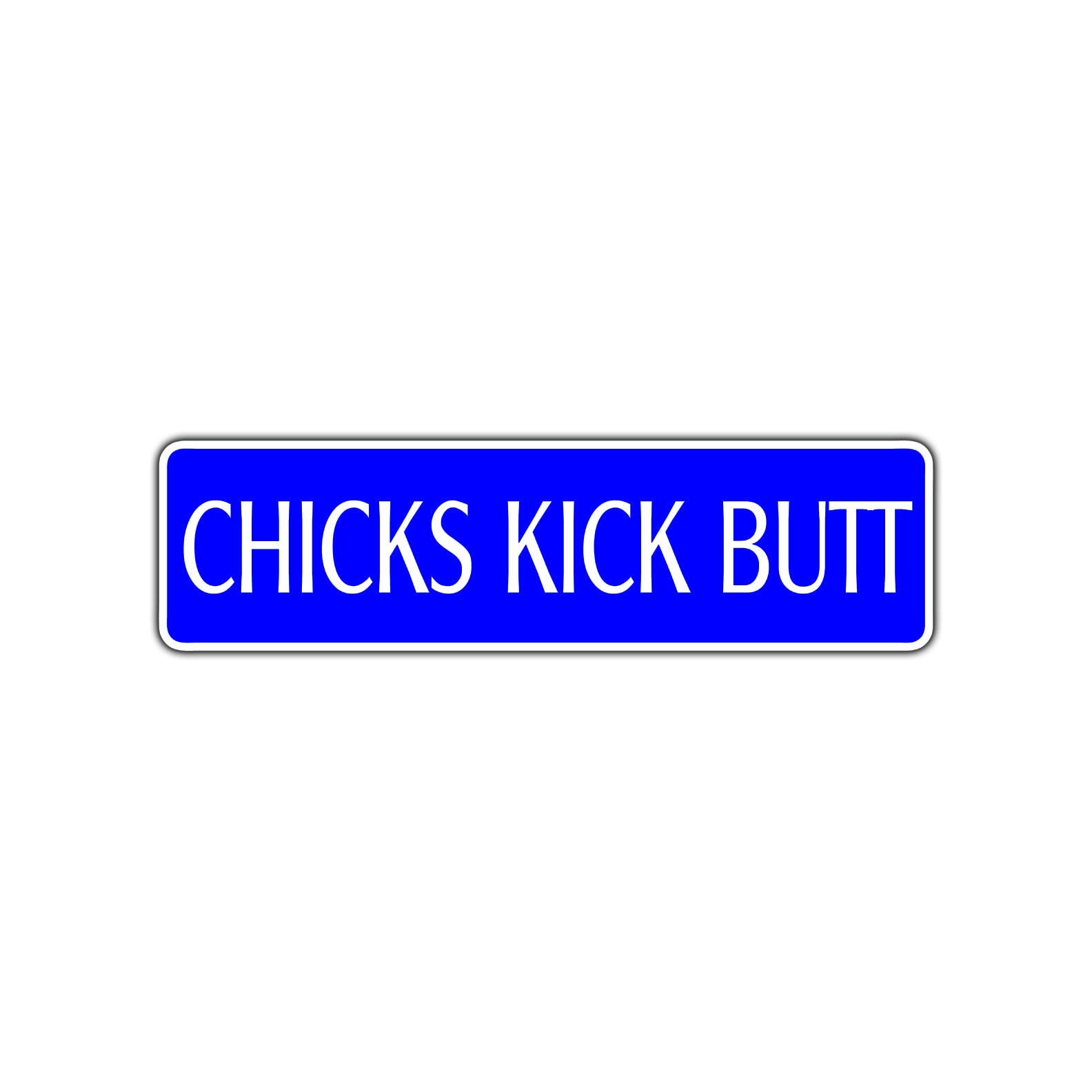 Chicks Kick Butt Karate MMA Road Aluminum Metal Novelty Street Plate Sign Wall Gift Decor