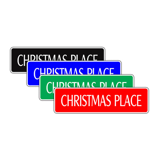 Christmas Place Merry Xmas Road Aluminum Metal Novelty Street Plate Sign Wall Gift Decor