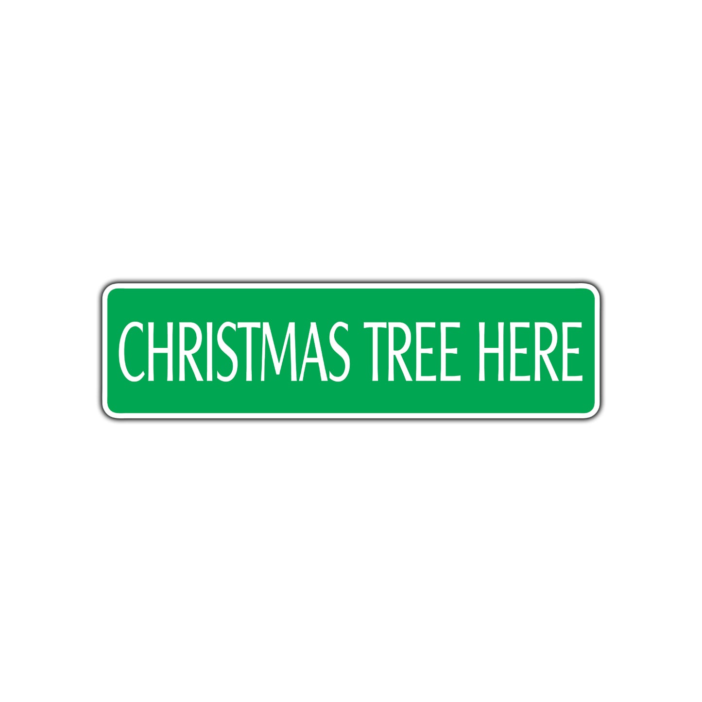 Christmas Tree Here Road Aluminum Metal Novelty Street Plate Sign Wall Gift Decor