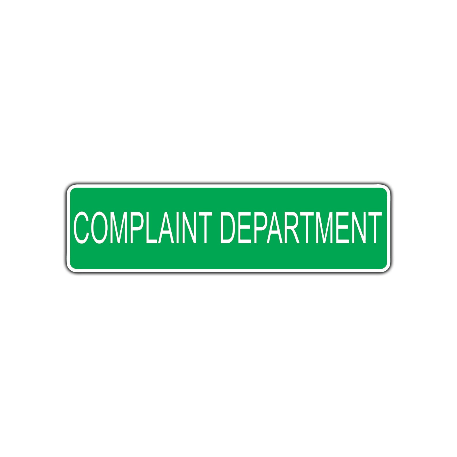 Complaint Department Road Aluminum Metal Novelty Street Plate Sign Wall Gift Decor
