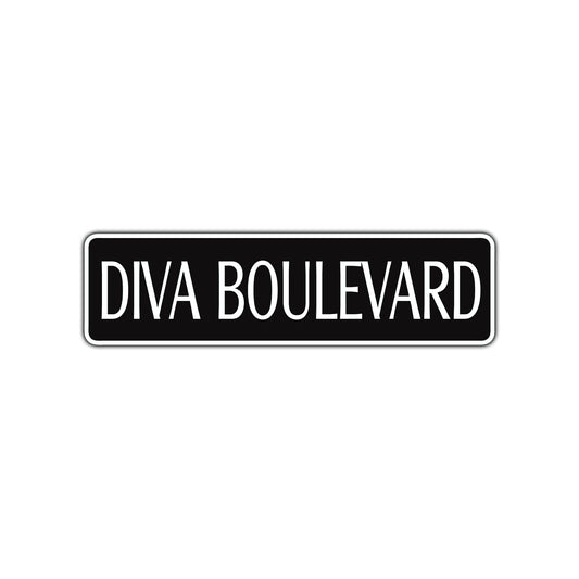 Diva Boulevard Road Aluminum Metal Novelty Street Plate Sign Wall Gift Decor