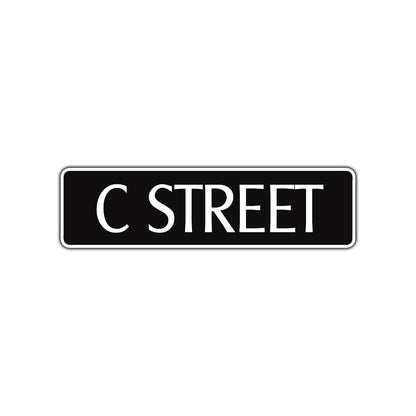 C Street Name Letter Road Aluminum Metal Novelty Street Plate Sign Wall Gift Decor