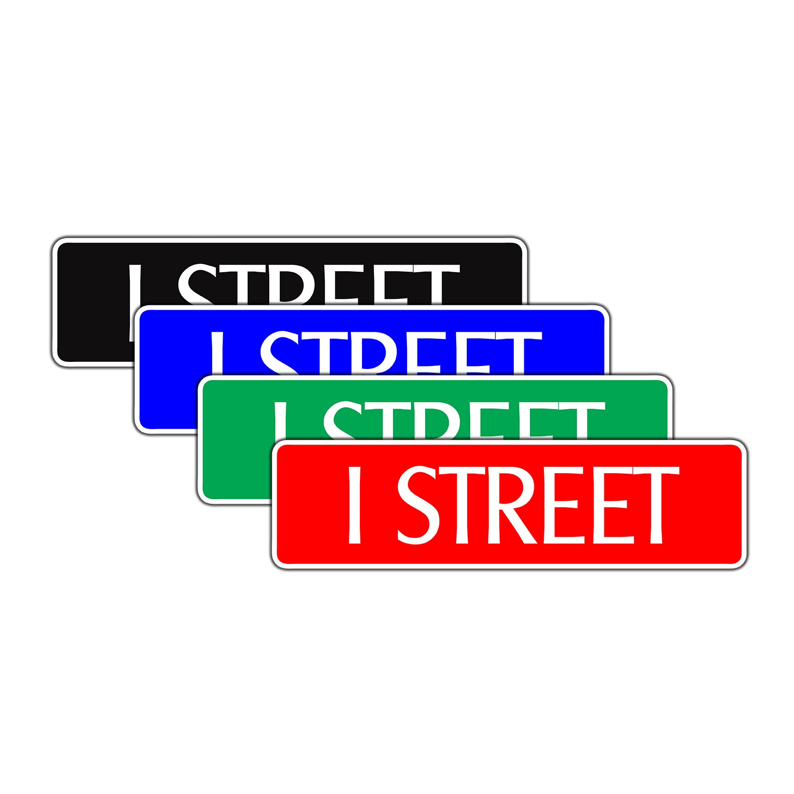 I Street Name Letter Road Aluminum Metal Novelty Street Plate Sign Wall Gift Decor