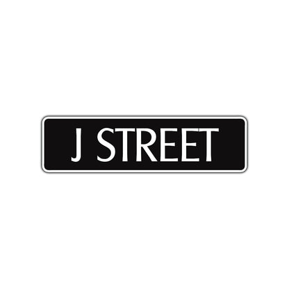 J Street Name Letter Road Aluminum Metal Novelty Street Plate Sign Wall Gift Decor