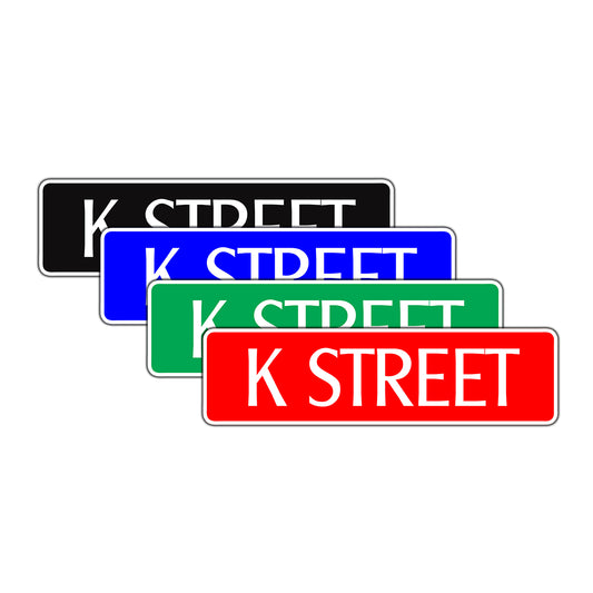 K Street Name Letter Road Aluminum Metal Novelty Street Plate Sign Wall Gift Decor