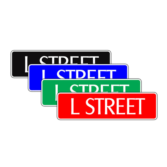 L Street Name Letter Road Aluminum Metal Novelty Street Plate Sign Wall Gift Decor