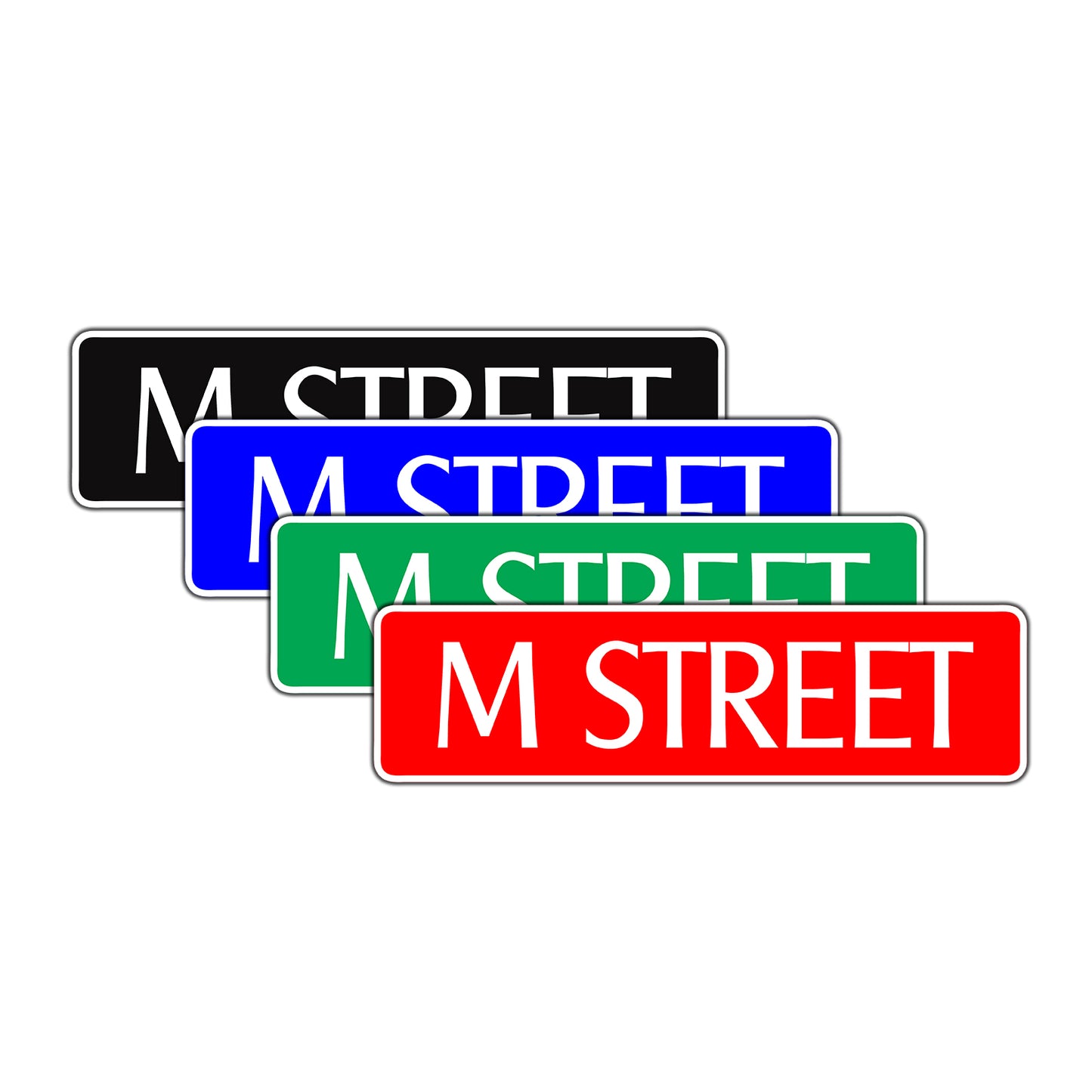 M Street Name Letter Road Aluminum Metal Novelty Street Plate Sign Wall Gift Decor