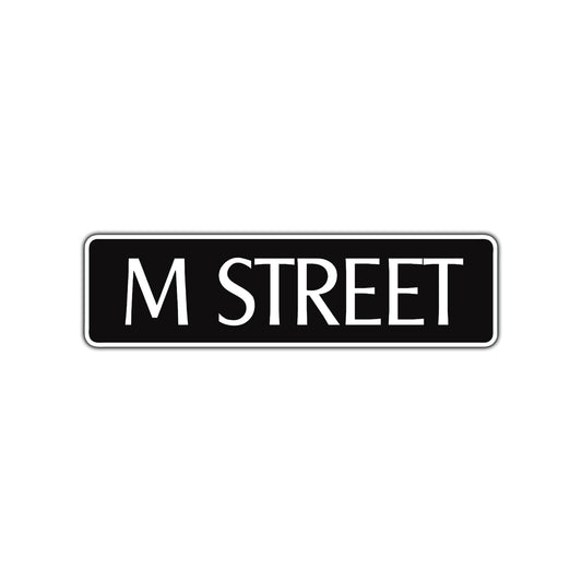M Street Name Letter Road Aluminum Metal Novelty Street Plate Sign Wall Gift Decor