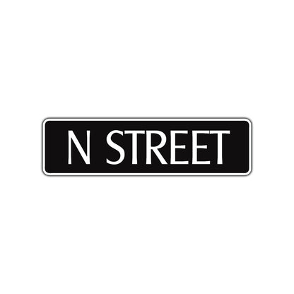 N Street Name Letter Road Aluminum Metal Novelty Street Plate Sign Wall Gift Decor