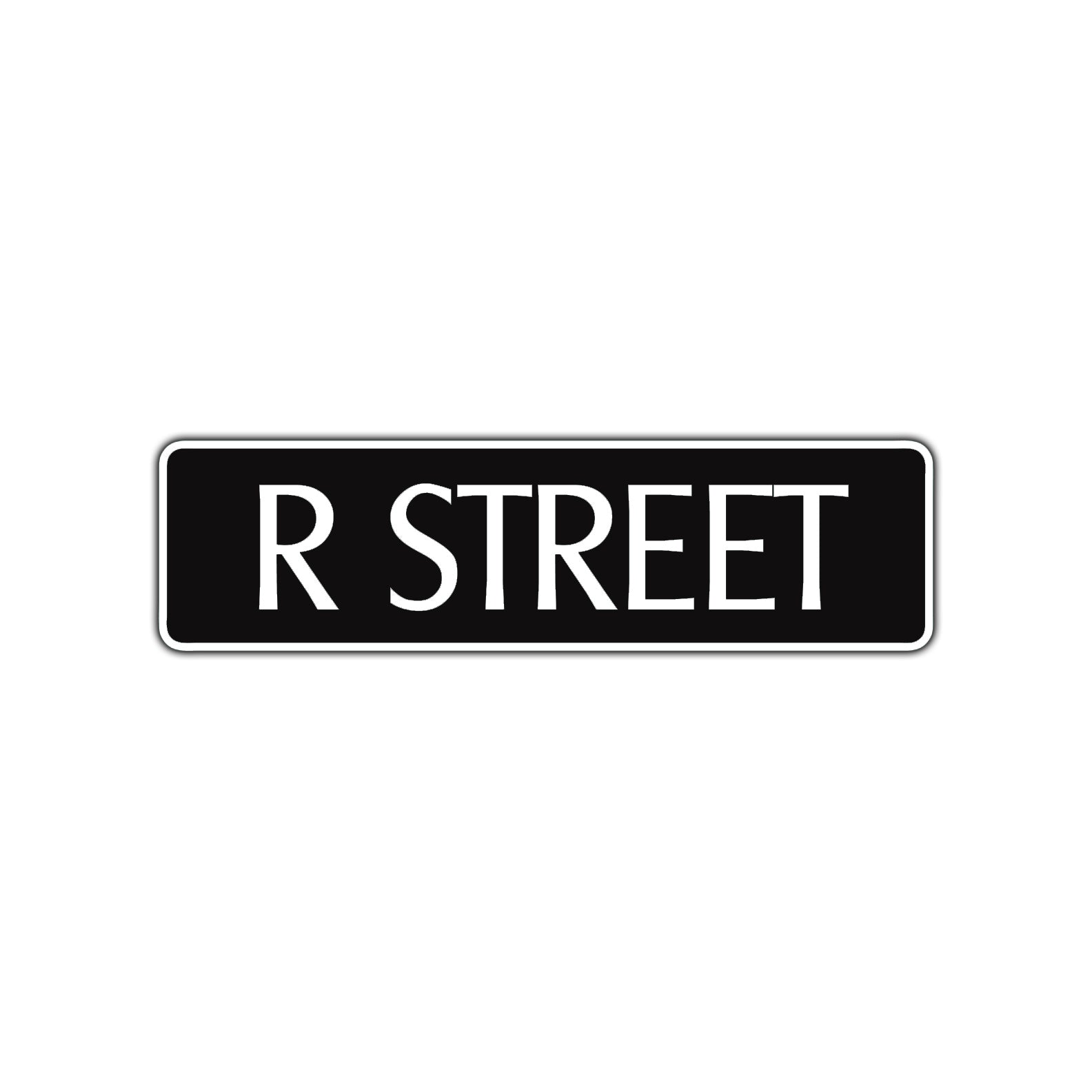 R Street Name Letter Road Aluminum Metal Novelty Street Plate Sign Wall Gift Decor