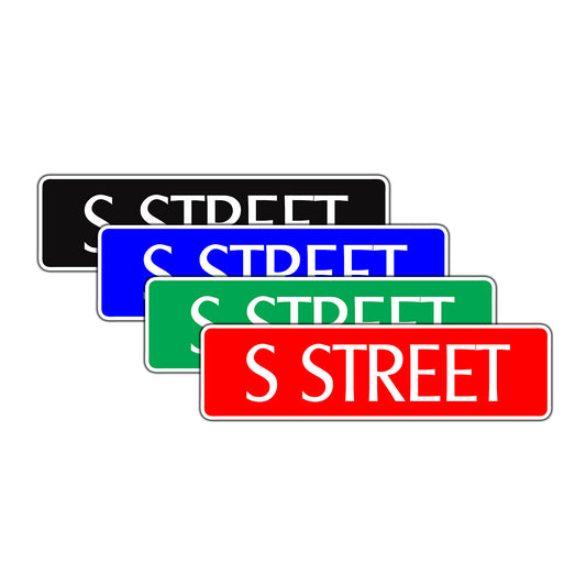 S Street Name Letter Road Aluminum Metal Novelty Street Plate Sign Wall Gift Decor