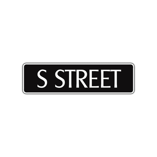S Street Name Letter Road Aluminum Metal Novelty Street Plate Sign Wall Gift Decor