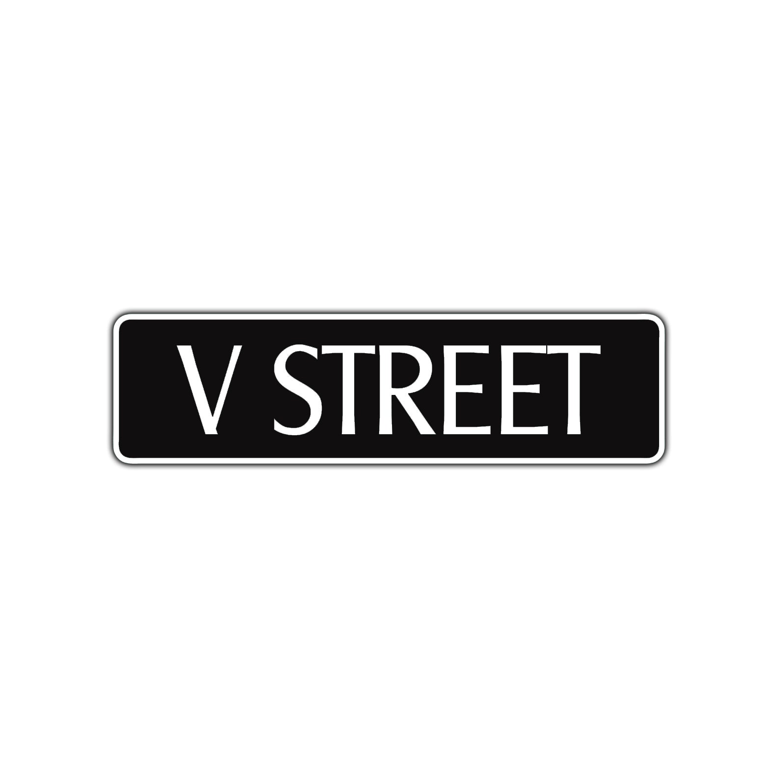 V Street Name Letter Road Aluminum Metal Novelty Street Plate Sign Wall Gift Decor