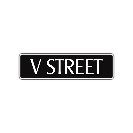 V Street Name Letter Road Aluminum Metal Novelty Street Plate Sign Wall Gift Decor