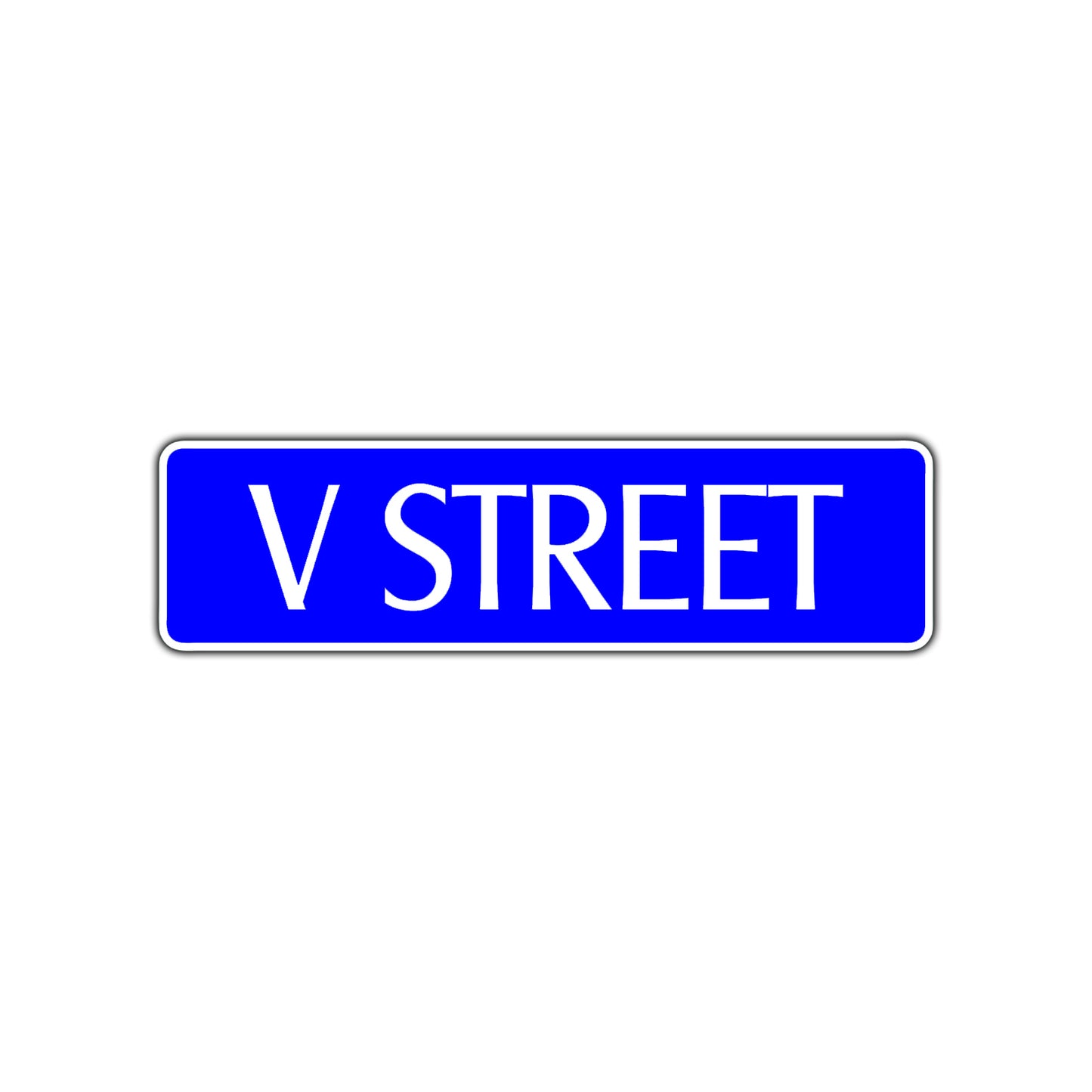 V Street Name Letter Road Aluminum Metal Novelty Street Plate Sign Wall Gift Decor