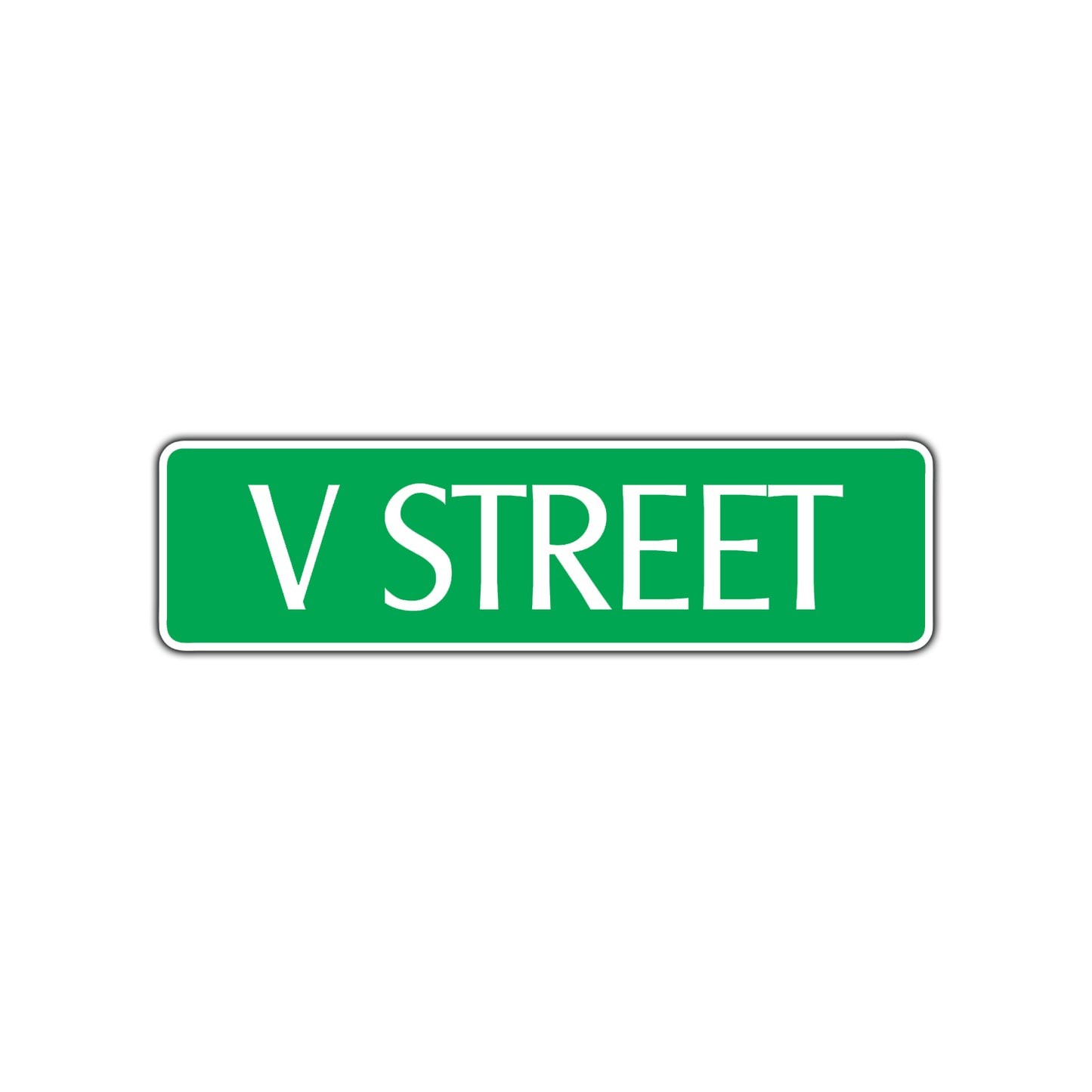 V Street Name Letter Road Aluminum Metal Novelty Street Plate Sign Wall Gift Decor