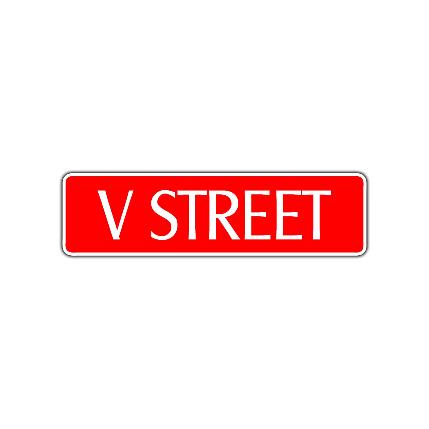 V Street Name Letter Road Aluminum Metal Novelty Street Plate Sign Wall Gift Decor