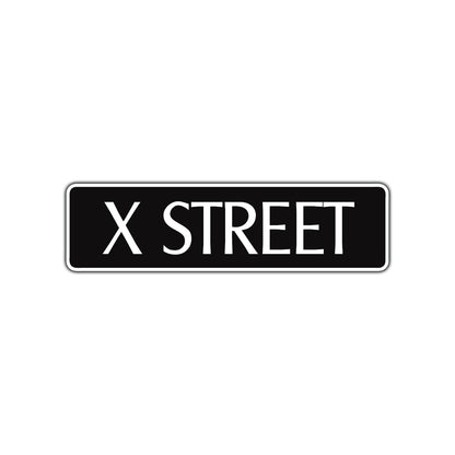 X Street Name Letter Road Aluminum Metal Novelty Street Plate Sign Wall Gift Decor