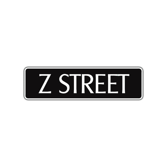 Z Street Name Letter Road Aluminum Metal Novelty Street Plate Sign Wall Gift Decor
