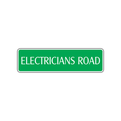Electricians Road Aluminum Metal Novelty Street Plate Sign Wall Gift Decor