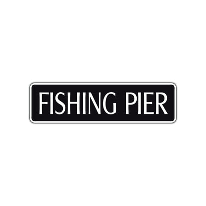 Fishing Pier Road Aluminum Metal Novelty Street Plate Sign Wall Gift Decor