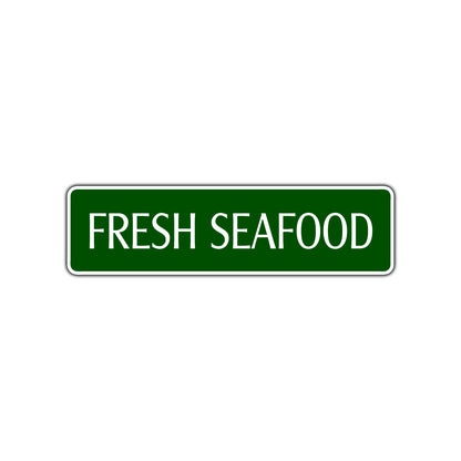 Fresh Seafood Road Aluminum Metal Novelty Street Plate Sign Wall Gift Decor