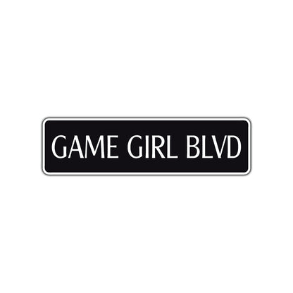 Game Girl Boulevard Road Aluminum Metal Novelty Street Plate Sign Wall Gift Decor