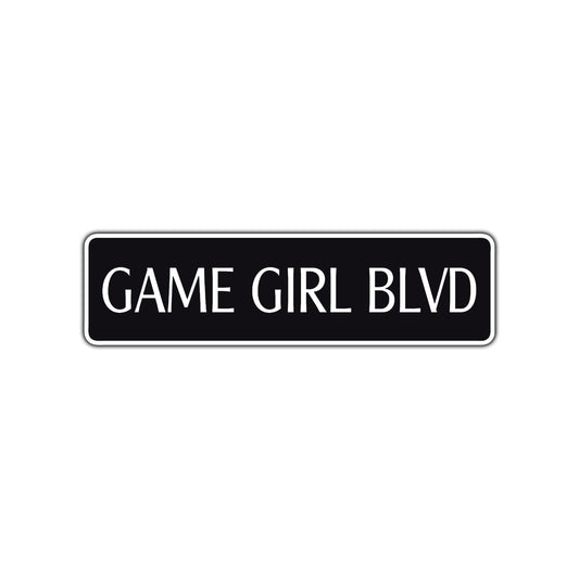 Game Girl Boulevard Road Aluminum Metal Novelty Street Plate Sign Wall Gift Decor
