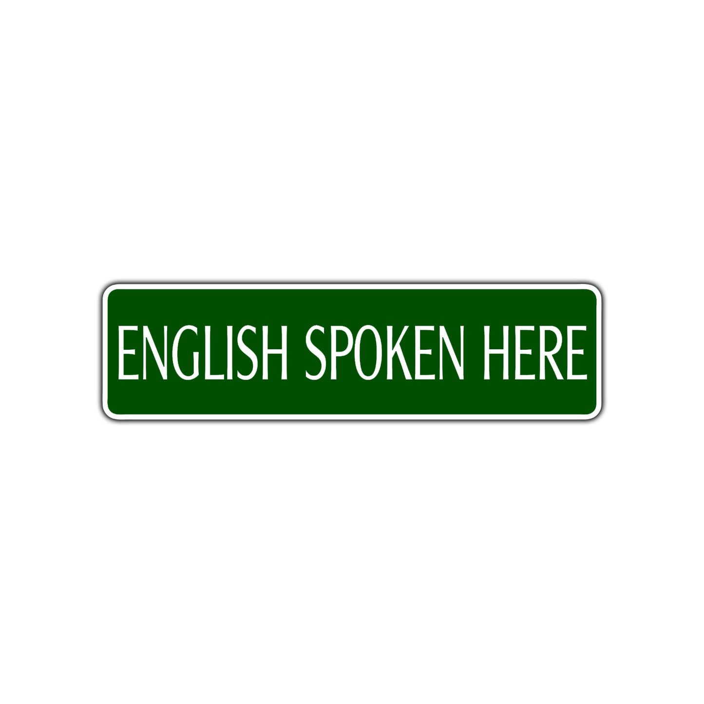 English Spoken Here Road Aluminum Metal Novelty Street Plate Sign Wall Gift Decor