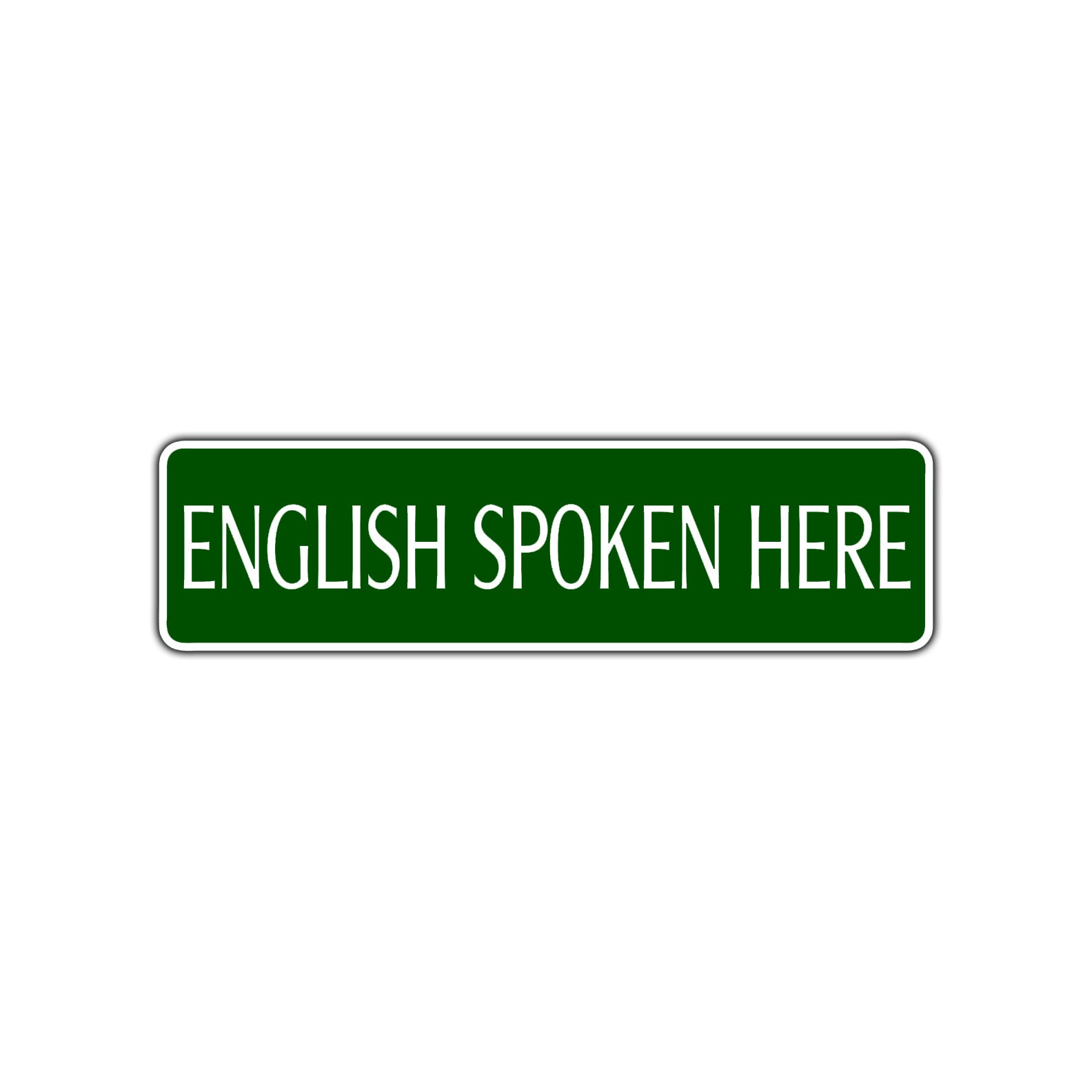 English Spoken Here Road Aluminum Metal Novelty Street Plate Sign Wall Gift Decor