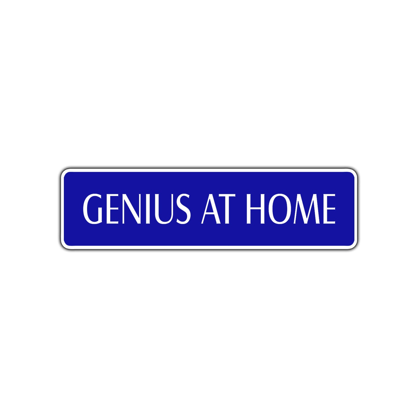 Genius at Work Road Aluminum Metal Novelty Street Plate Sign Wall Gift Decor