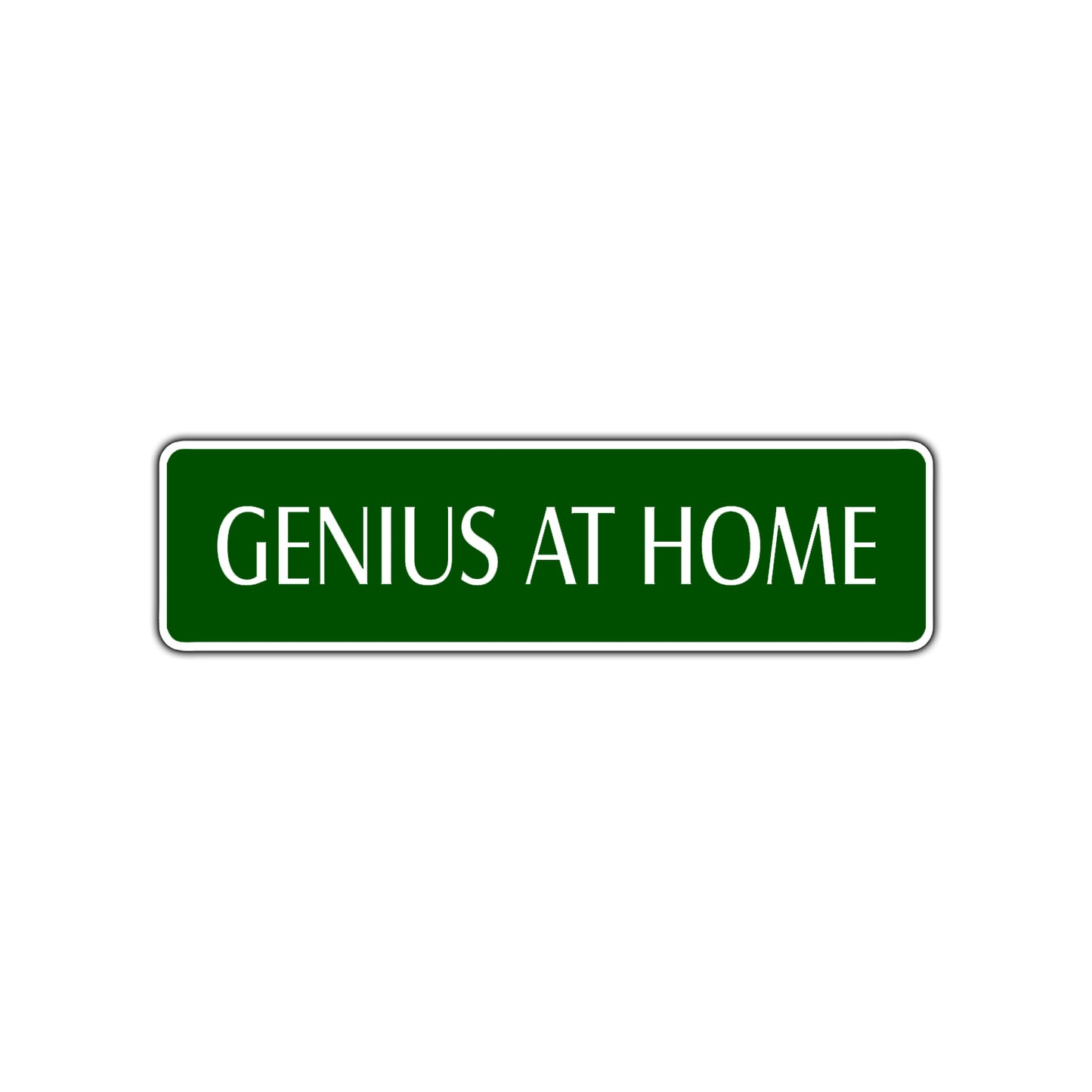 Genius at Work Road Aluminum Metal Novelty Street Plate Sign Wall Gift Decor