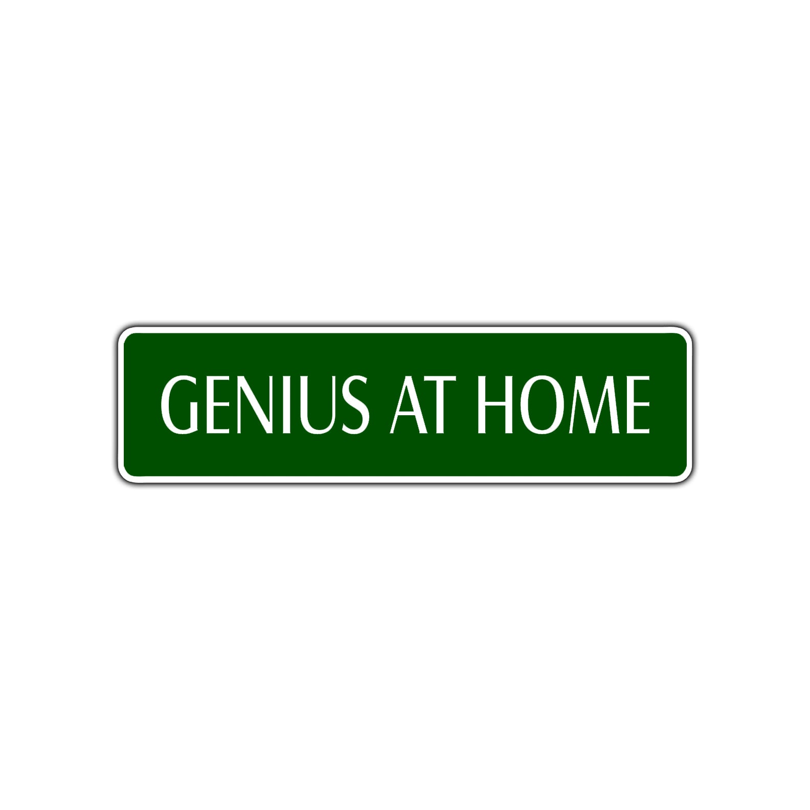 Genius at Work Road Aluminum Metal Novelty Street Plate Sign Wall Gift Decor