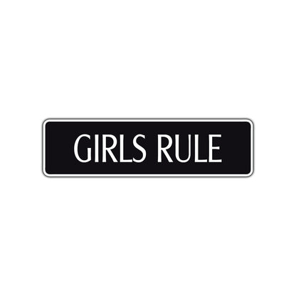 Girls Rule Road Aluminum Metal Novelty Street Plate Sign Wall Gift Decor