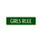 Girls Rule Road Aluminum Metal Novelty Street Plate Sign Wall Gift Decor