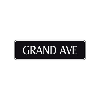 Grand Ave Road Aluminum Metal Novelty Street Plate Sign Wall Gift Decor