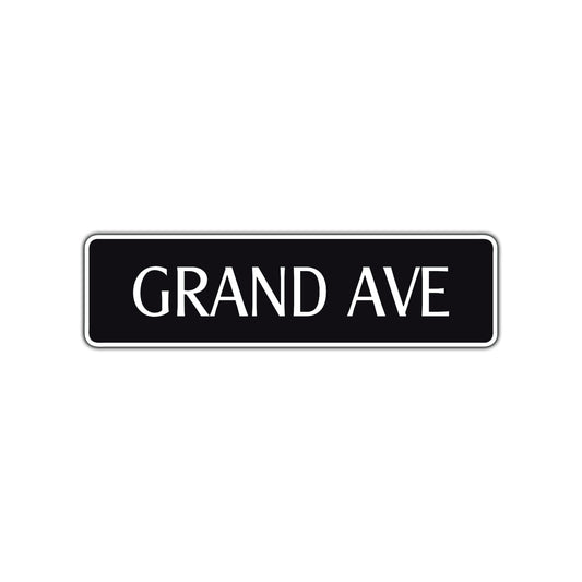 Grand Ave Road Aluminum Metal Novelty Street Plate Sign Wall Gift Decor