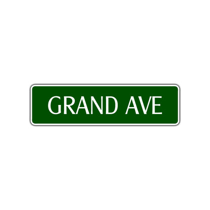 Grand Ave Road Aluminum Metal Novelty Street Plate Sign Wall Gift Decor